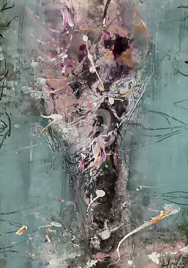 Malerei mit dem Titel "Framed spring bloss…" von Kloska Ovidiu, Original-Kunstwerk, Acryl