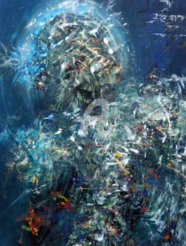 Ζωγραφική με τίτλο "SUBLIME BLUE ANGEL…" από Kloska Ovidiu, Αυθεντικά έργα τέχνης, Ακρυλικό