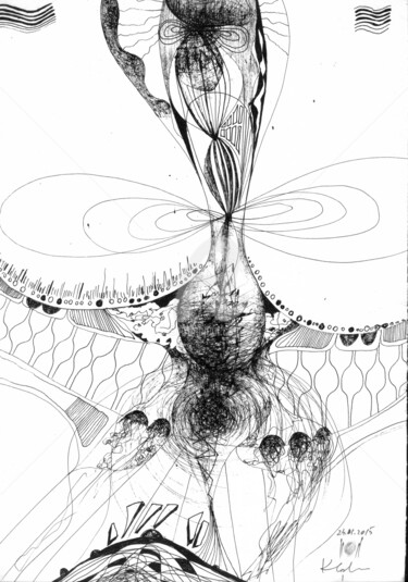 Σχέδιο με τίτλο "WE ARE ENRGY FIELDS…" από Kloska Ovidiu, Αυθεντικά έργα τέχνης, Στυλό