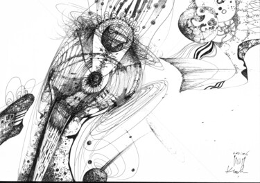 Drawing titled "COSMIC VIBRATING LI…" by Kloska Ovidiu, Original Artwork, Ballpoint pen