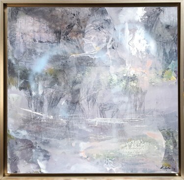 LARGE FRAMED DIAPHANE PAINTING SILENCE FOREST LIGHTSCAP Painting titled "LARGE FRAMED DIAPHA…" by Kloska Ovidiu, Original Artwork, Acrylic Mounted on Wood Stretcher frame