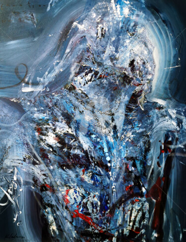 Enigmatic eclectic blue light angel spiritual painting by ma Картина под названием "Enigmatic eclectic…" - Kloska Ovidiu, Подлинное произведение искусства, Акрил