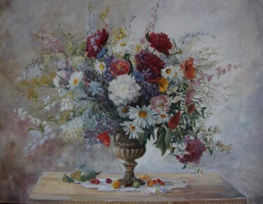 Painting titled "Midsummer flowers" by Christina Lao, Original Artwork, Oil