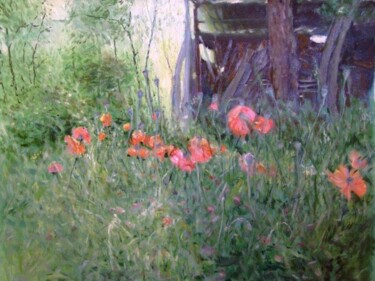 Painting titled "Poppies in The morn…" by Christina Lao, Original Artwork, Oil