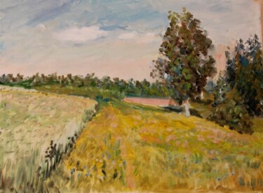 Painting titled "Summer fields" by Christina Lao, Original Artwork, Oil