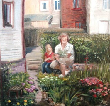Painting titled "In grandmother's ga…" by Christina Lao, Original Artwork, Oil