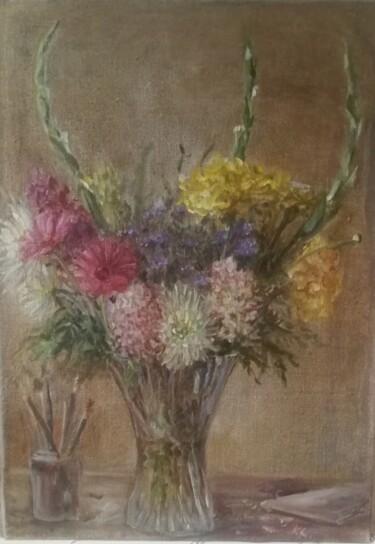 Painting titled "September flowers" by Christina Lao, Original Artwork, Oil