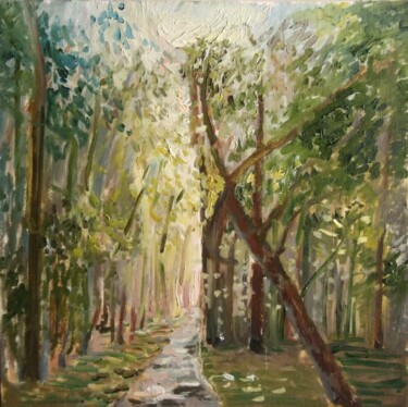 Painting titled "Sunny road" by Christina Lao, Original Artwork, Oil