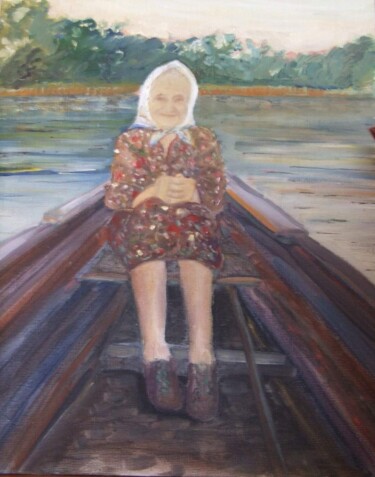 Painting titled "In The boat" by Christina Lao, Original Artwork, Oil