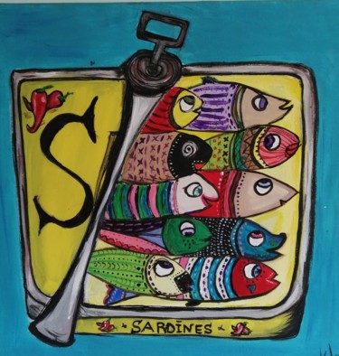 Painting titled "Les sardines de Mèze" by Claire Ferrari (klrferr), Original Artwork, Acrylic