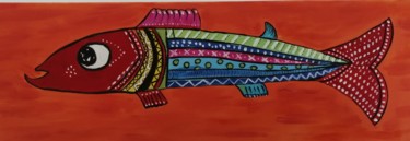 Painting titled "Claudine la sardine" by Claire Ferrari (klrferr), Original Artwork, Acrylic