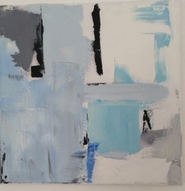 Картина под названием "Abstrait en bleu" - Claire Ferrari (klrferr), Подлинное произведение искусства, Масло