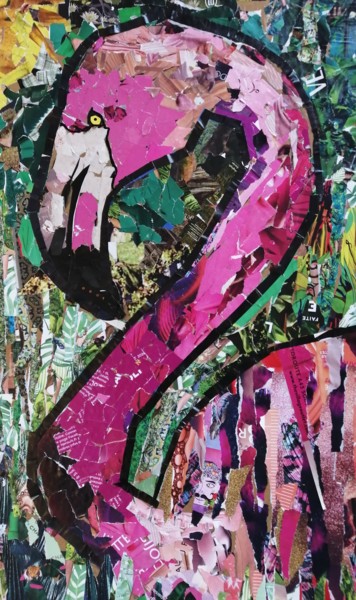 Collages titled "Flamant rose" by Claire Ferrari (klrferr), Original Artwork, Collages