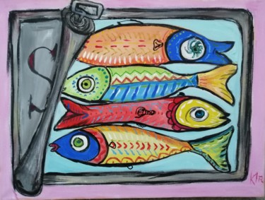Pintura titulada "Boite de sardines d…" por Claire Ferrari (klrferr), Obra de arte original, Acrílico