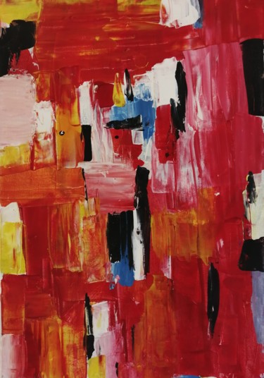 Pintura intitulada "Abstrait rouge" por Claire Ferrari (klrferr), Obras de arte originais, Óleo