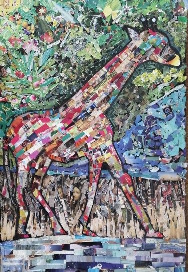 Collages intitolato "Girafe" da Claire Ferrari (klrferr), Opera d'arte originale, Collages