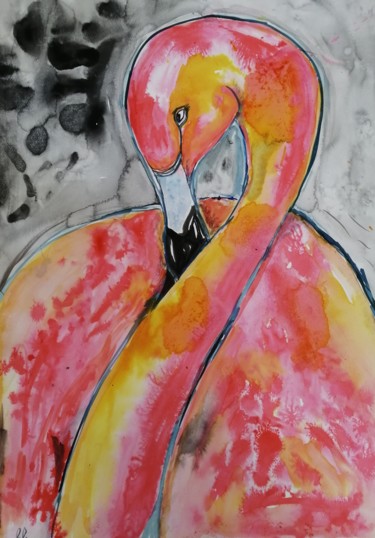 Painting titled "Swan le cygne" by Claire Ferrari (klrferr), Original Artwork, Ink