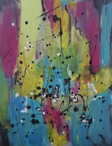 Картина под названием "Abstrait de l arbre…" - Claire Ferrari (klrferr), Подлинное произведение искусства, Акрил