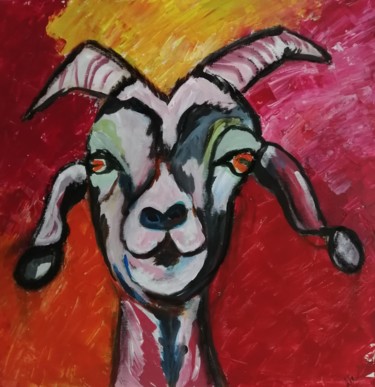 Peinture intitulée "Adele la chèvre" par Claire Ferrari (klrferr), Œuvre d'art originale, Acrylique