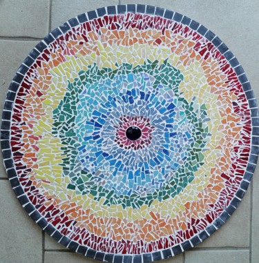 Sculpture titled "Arc en ciel mosaïque" by Claire Ferrari (klrferr), Original Artwork, Glass