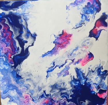 Painting titled "Pourring bleu et ro…" by Claire Ferrari (klrferr), Original Artwork, Acrylic