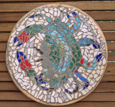 Sculpture intitulée "Crabe vert de Thau" par Claire Ferrari (klrferr), Œuvre d'art originale, Mosaïque