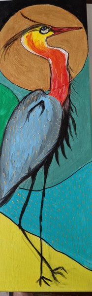 Le héron de Mèze Peinture intitulée "Le héron de Mèze" par Klrferr, Œuvre d'art originale, Acrylique