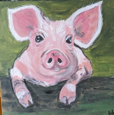 Malerei mit dem Titel "Un petit cochon tou…" von Claire Ferrari (klrferr), Original-Kunstwerk, Acryl