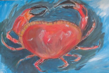 Painting titled "Crabe tourteau" by Claire Ferrari (klrferr), Original Artwork, Acrylic