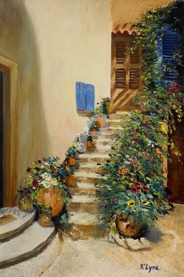 Painting titled "ESCALIERS en PROVEN…" by K’Lyne, Original Artwork, Oil