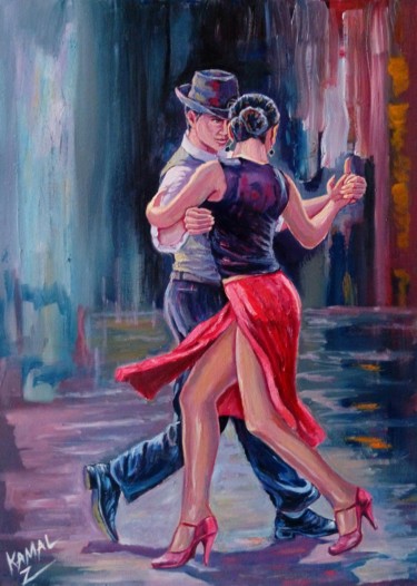 Malerei mit dem Titel "Tango" von Kamal Alzghair, Original-Kunstwerk, Öl