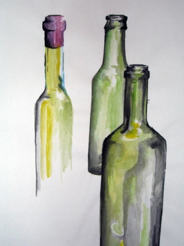 Painting titled "Bottles Study" by Kristen Ettensohn, Original Artwork