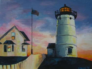 Painting titled "Lighthouse" by Kristen Ettensohn, Original Artwork
