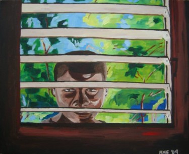 Painting titled "Boy Peering Dominca…" by Kristen Ettensohn, Original Artwork