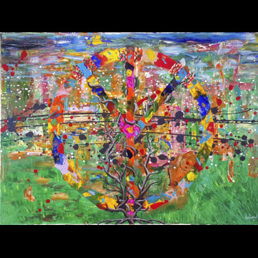 Malerei mit dem Titel "Peaceful tree" von Alexandra Knabengof, Original-Kunstwerk, Acryl