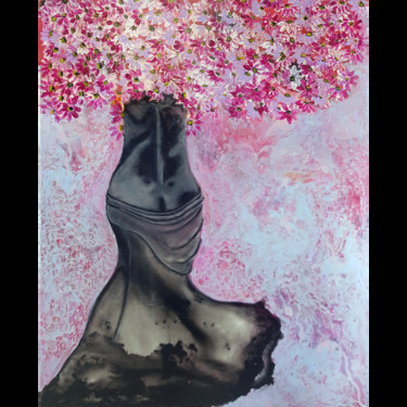 Картина под названием "В хризантемах" - Alexandra Knabengof, Подлинное произведение искусства, Акрил