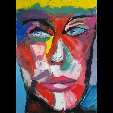 Картина под названием "Лицо 701" - Alexandra Knabengof, Подлинное произведение искусства, Масло Установлен на Деревянная рам…