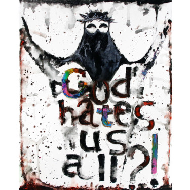 Schilderij getiteld "God hate us all?!" door Alexandra Knabengof, Origineel Kunstwerk, Acryl