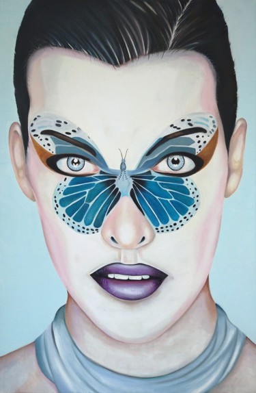 Schilderij getiteld "De vlinder 2 (The b…" door Kris Nijs, Origineel Kunstwerk, Olie