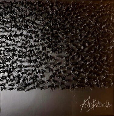 Collagen mit dem Titel "warden black  20/21" von Knobloch Six, Original-Kunstwerk, Kunststoff Auf Keilrahmen aus Holz montie…