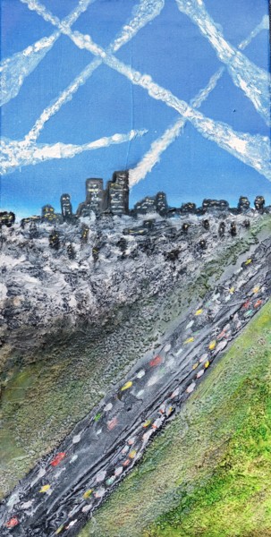 Painting titled "Rush Hour - Zur ebe…" by Gerhard Knolmayer, Original Artwork, Oil