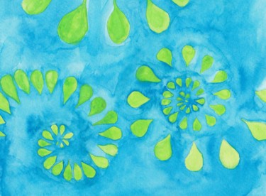 Peinture intitulée "Spirales végétales" par Cosette Baeriswyl, Œuvre d'art originale, Aquarelle