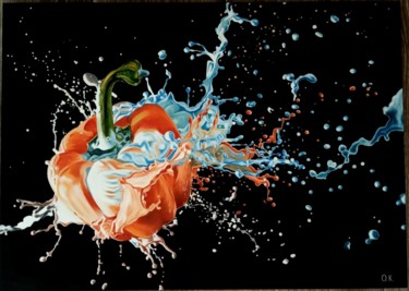 Картина под названием "Картина "Перец в кр…" - Оксана Кочержат, Подлинное произведение искусства, Масло