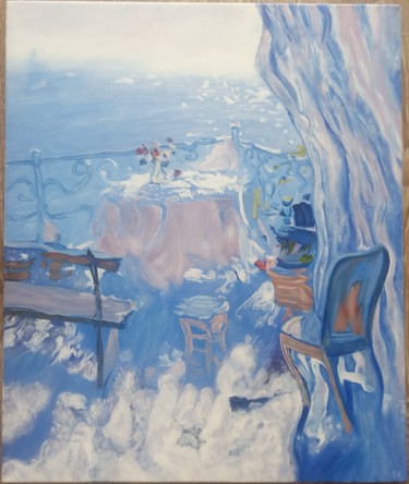 Malerei mit dem Titel "Терасса" von Oksana Kocherzhat, Original-Kunstwerk, Öl