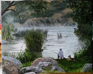 Картина под названием "Рыбалка" - Оксана Кочержат, Подлинное произведение искусства, Масло