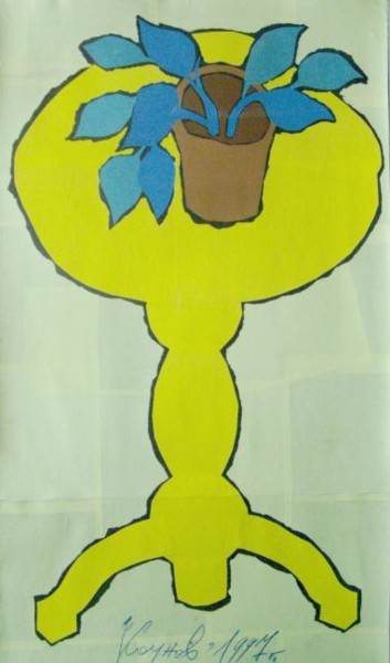 Картина под названием "Натюрморт с цветком" - Игорь Кочнов, Подлинное произведение искусства, Масло