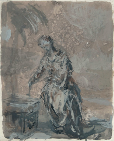 Painting titled "Woman" by Andrei Kokarev, Original Artwork, Tempera