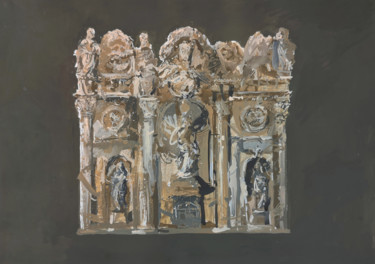 Pittura intitolato "Architectural motif" da Andrei Kokarev, Opera d'arte originale, Tempera