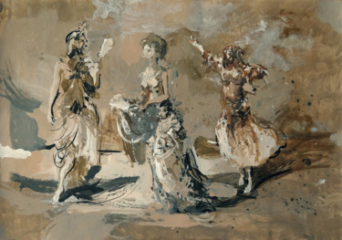 Painting titled "Ritual dances" by Andrei Kokarev, Original Artwork, Tempera