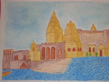 Painting titled "temple" by Kodandaram C N, Original Artwork